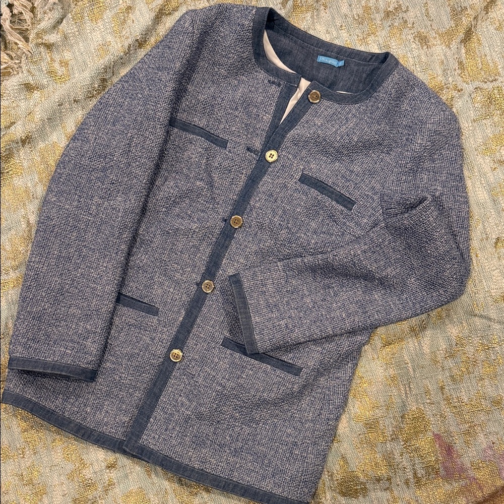 J. McLaughlin Blue Blazer with Gold Buttons